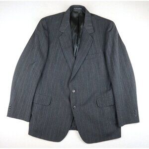 VINTAGE MEN'S GRAY STRIPED BLAZER SUIT JACKET - GARRISON PARK - SIZE 44R